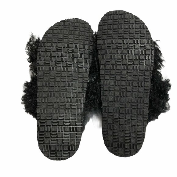 NWT Slides Faux Fur Sandals Womens Size 8 Black Universal Threads Ember Shoes Ne - Picture 3 of 5